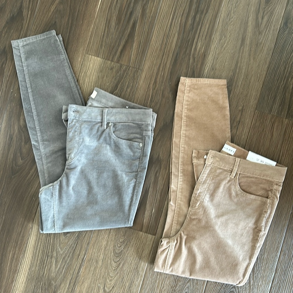 LOFT Gray and Tan Skinny Pants